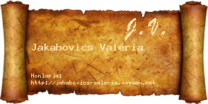 Jakabovics Valéria névjegykártya